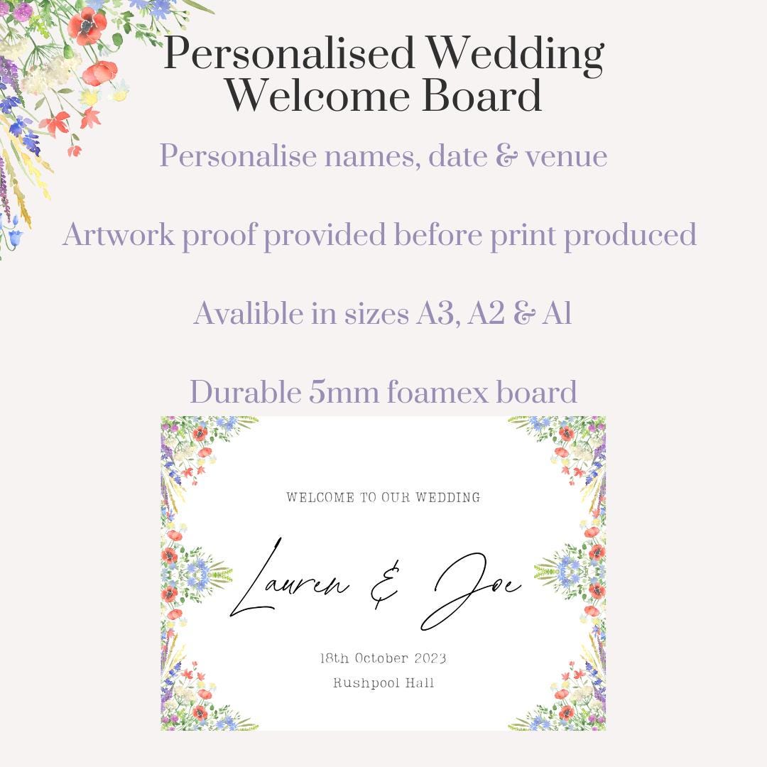 Personalised Wedding Welcome Sign – Rustic Floral 2