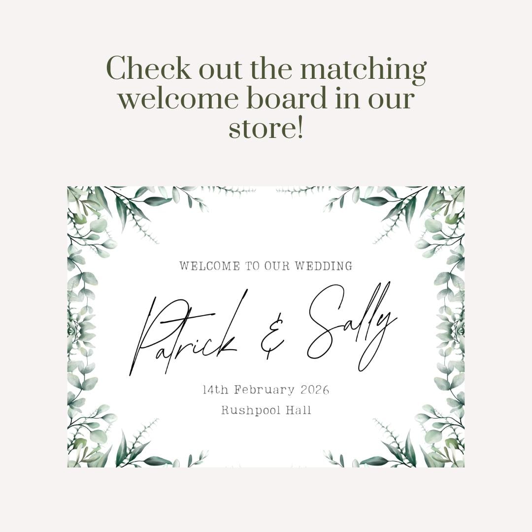 Printed Personalised Wedding Selfie Frame | Eucalyptus Wedding Photo Prop | Greenery Foamex Frame | Minimal Botanical | Custom Names & Date