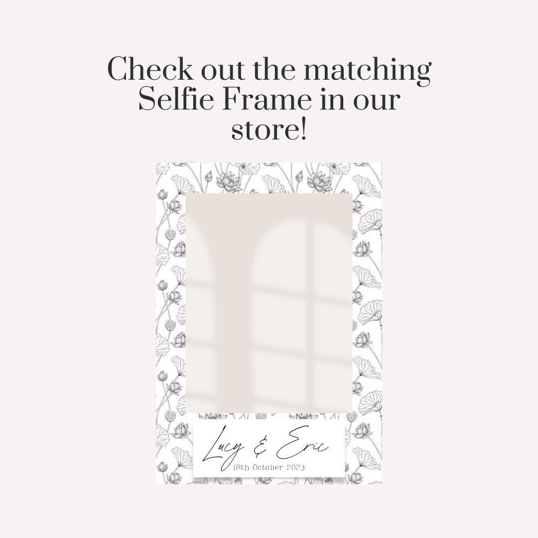 Printed Personalised Wedding Welcome Board | Monochrome Botanical Wedding Sign | Custom Names & Venue | Elegant Floral Foamex Board