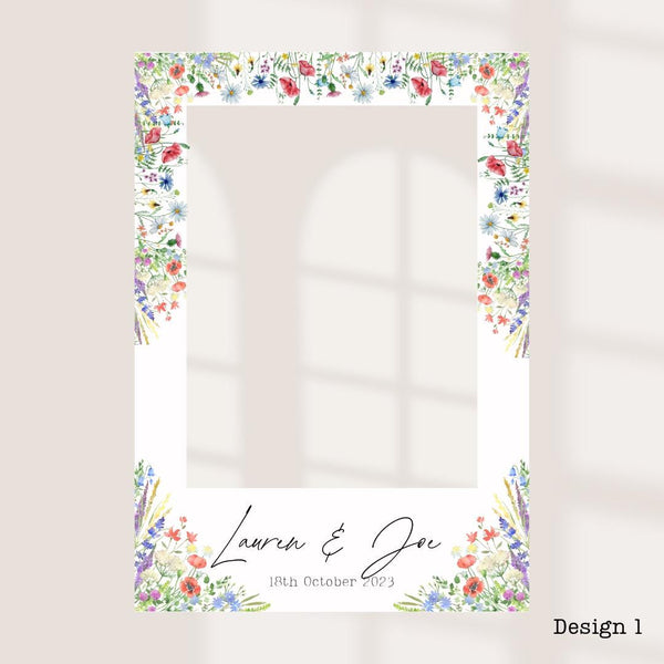 Personalised Wedding Selfie Frame – Rustic Floral, Wildflower