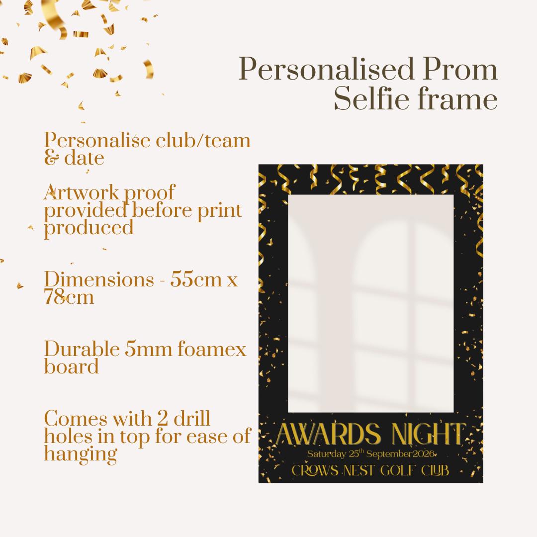 Personalised Awards Night Selfie Frame | Club Awards Night | Black and Gold Foamex Photo Prop | Custom Club/Team & Date |