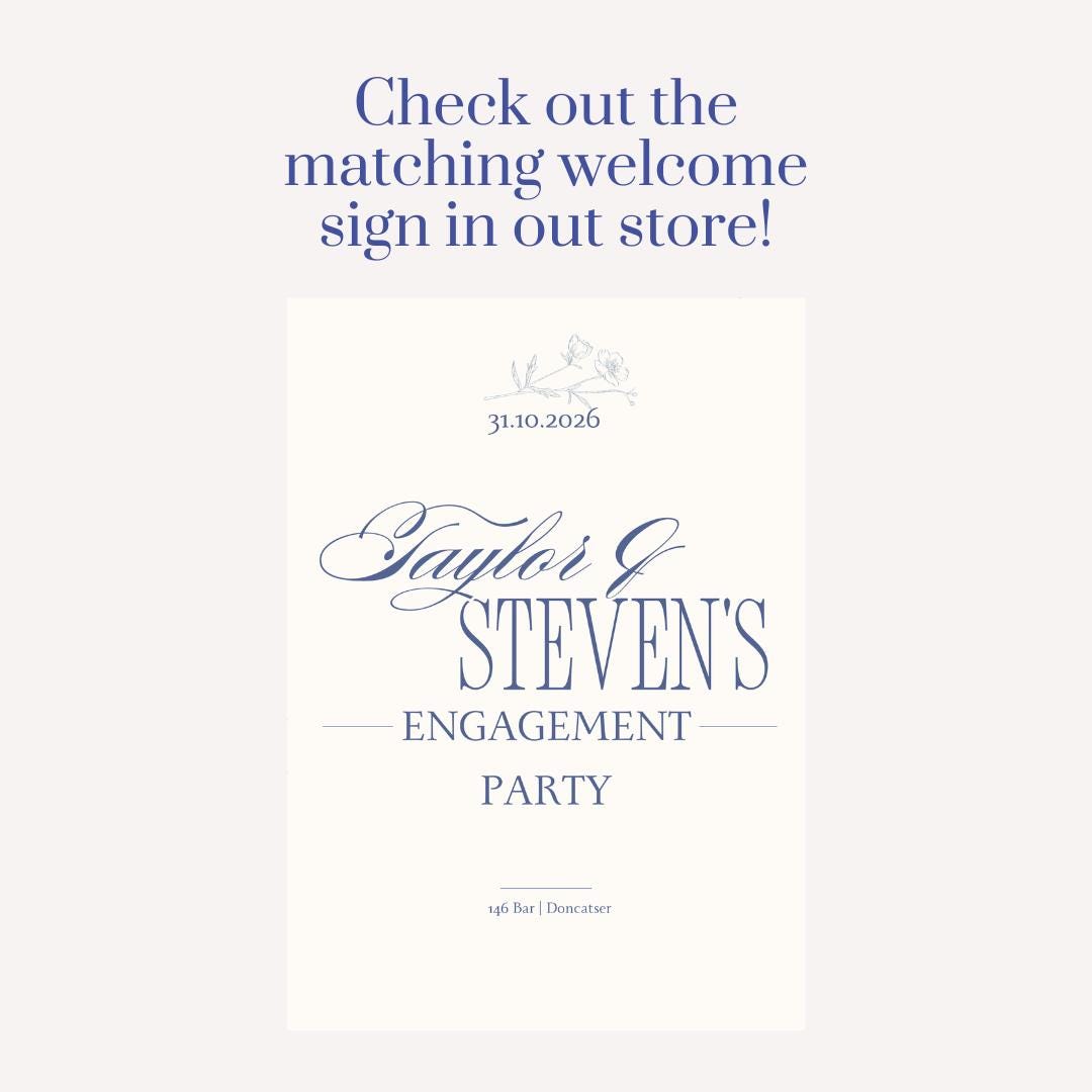 Personalised Engagement Party Selfie Frame | Custom Name, Date & Venue | Elegant Blue Floral Design | Engagement Party Photo Booth Prop