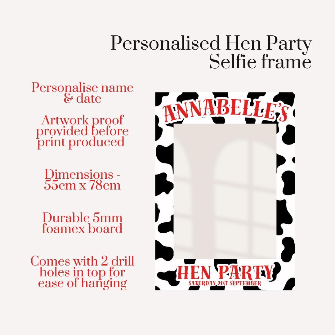 Personalised Cow Print Hen Party Selfie Frame – Last Rodeo