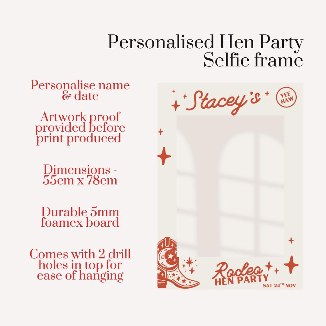 Personalised Rodeo Hen Party Selfie Frame – Western