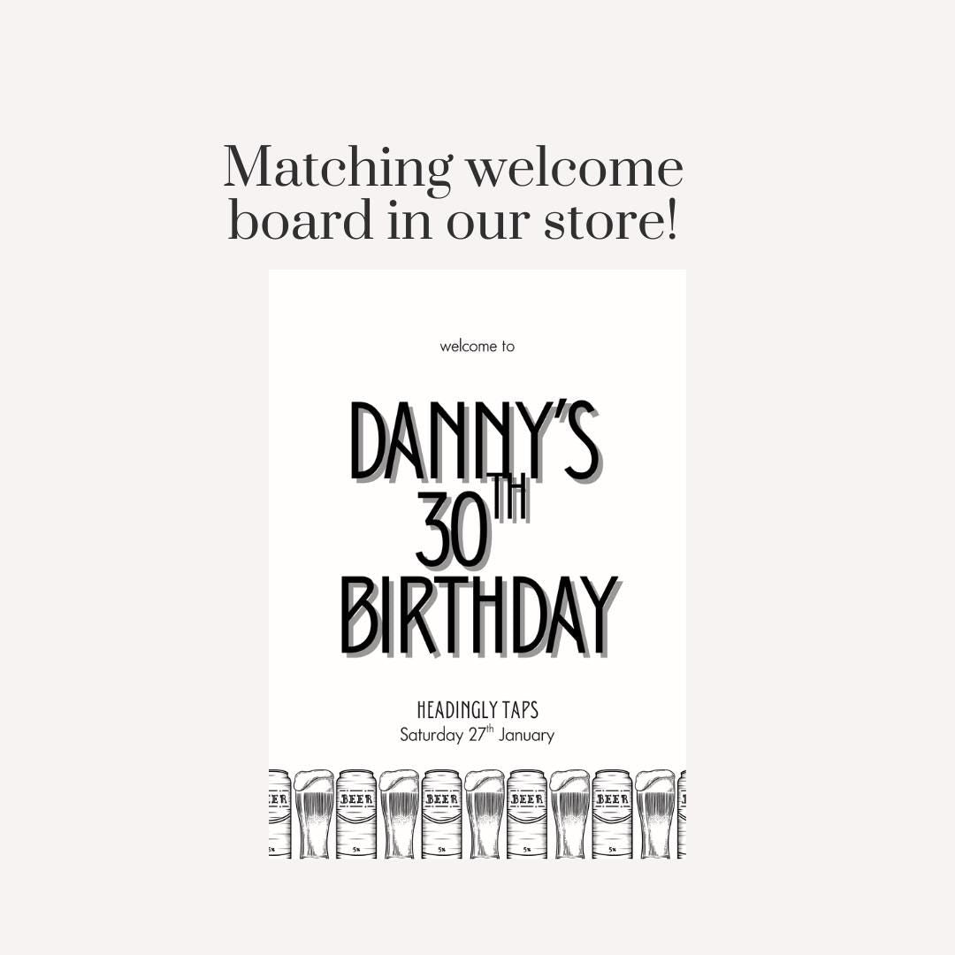 Personalised Birthday Selfie Frame | Beer Themed Party Photo Prop | Custom Name & Age Selfie Frame | Matching Welcome Board