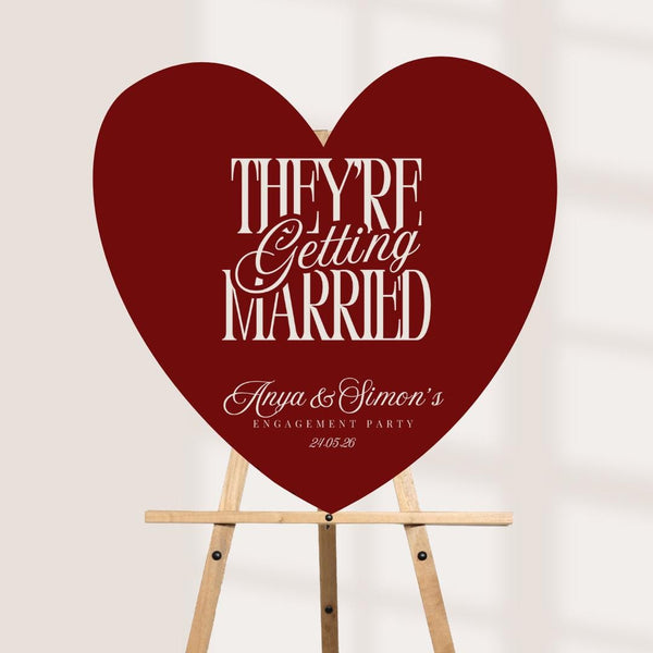 Personalised Engagement Party Welcome Sign – “They’re Getting Married” Heart