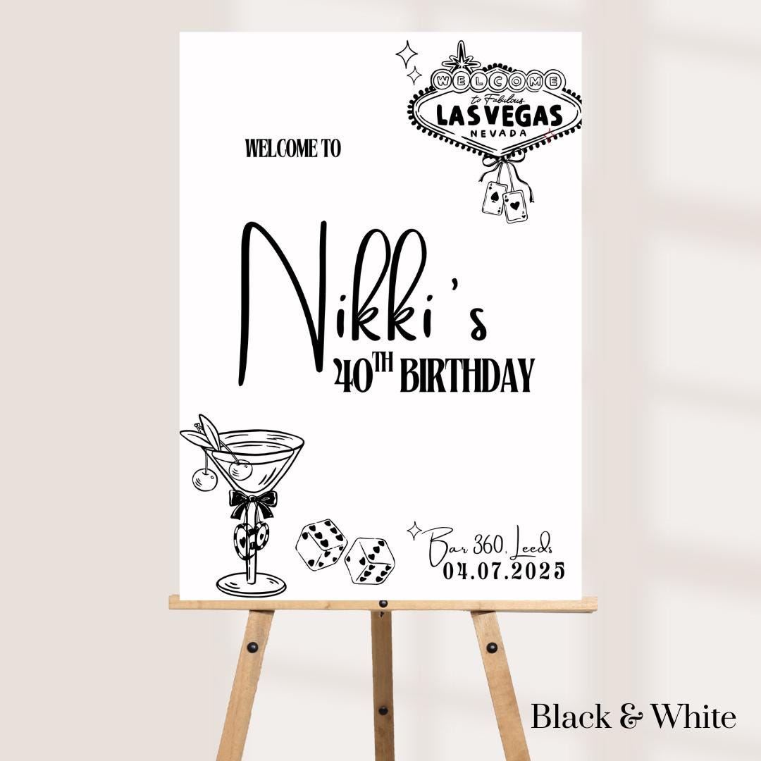 Personalised Vegas Birthday Welcome Sign β Casino