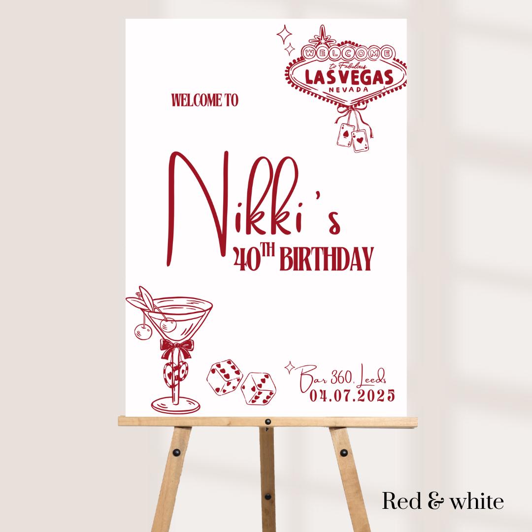 Personalised Vegas Birthday Welcome Sign β Casino