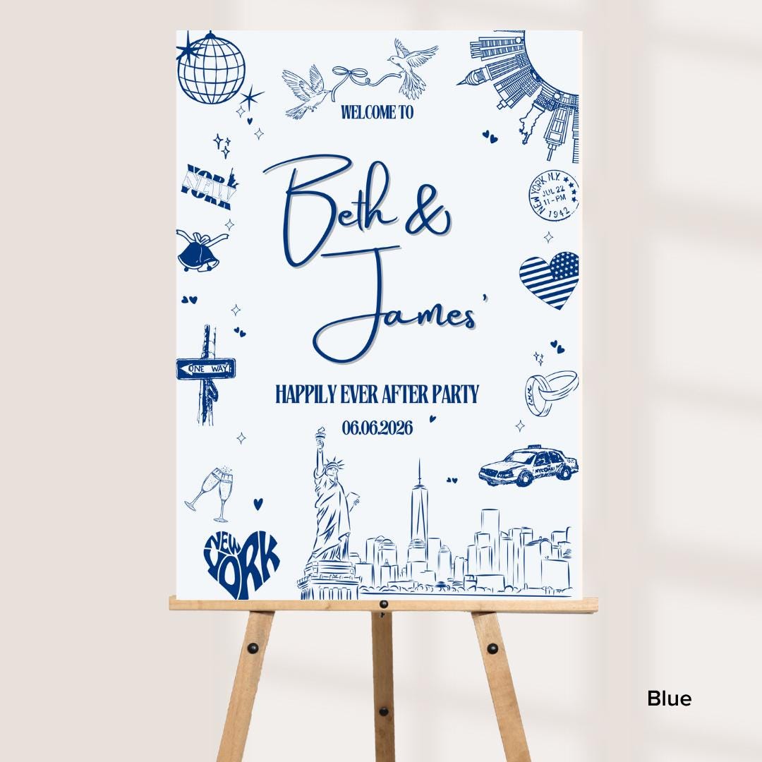 Personalised New York Wedding Welcome Sign – NYC