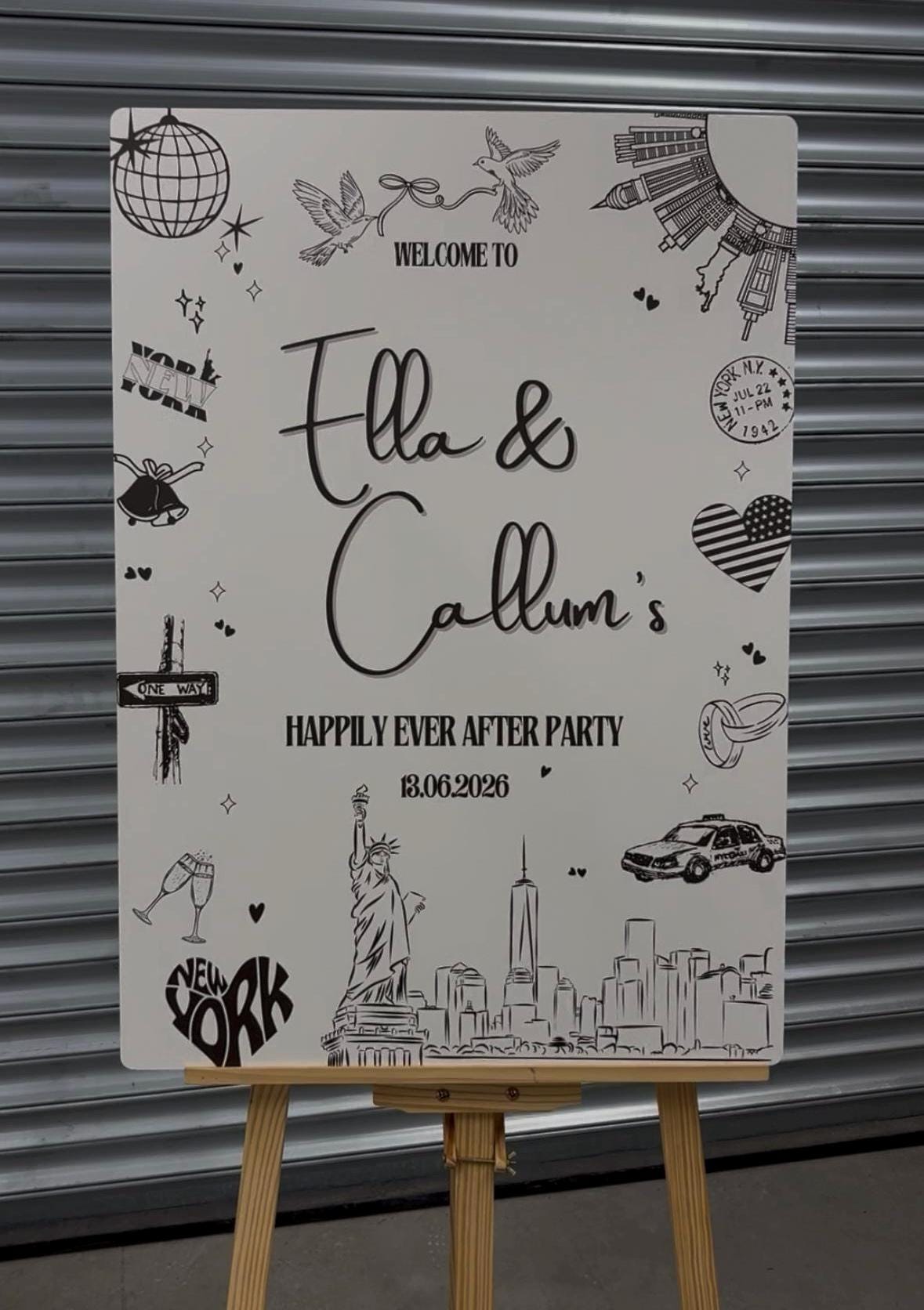 Personalised New York Wedding Welcome Sign – NYC