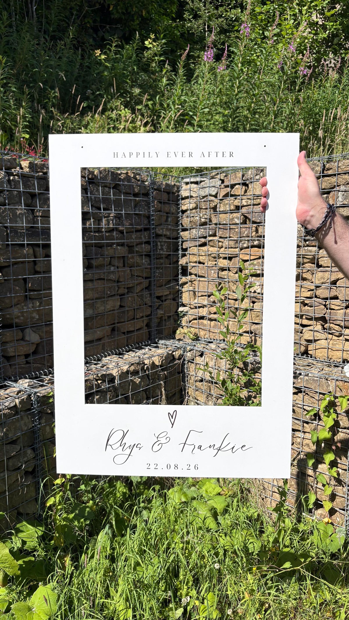 Personalised Wedding Selfie Frame | Neutral Wedding Photo Booth Frame | Happily Ever After Selfie Frame | Custom Names & Date