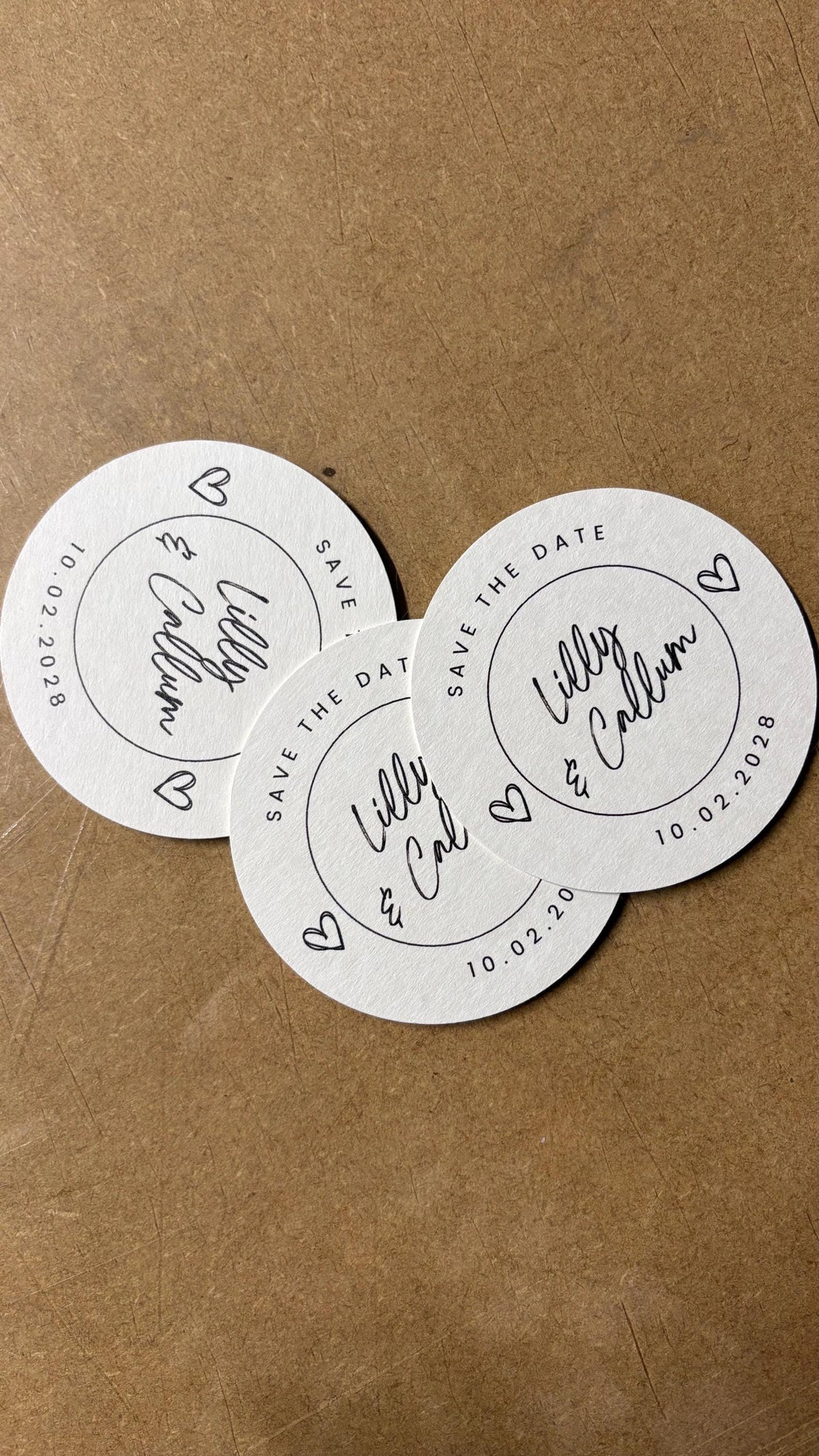 Save The Date Coasters, Personalised Wedding Beer Mats, Custom Wedding Coasters, Minimal Save The Date Favours