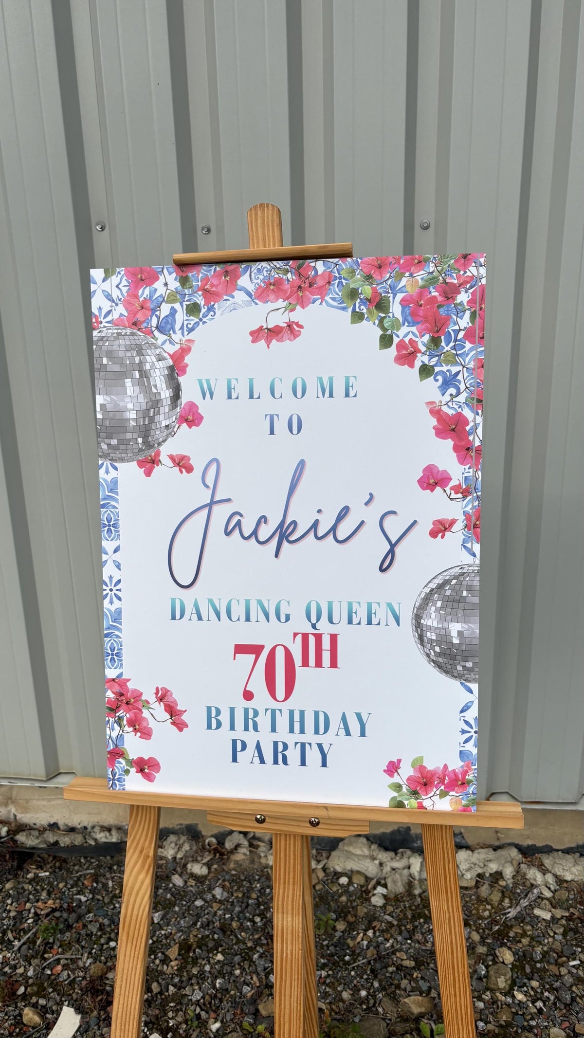 Greek Island Birthday Welcome Board, Personalised Disco Birthday Party Sign, Dancing Queen Birthday Board, A3 A2 A1