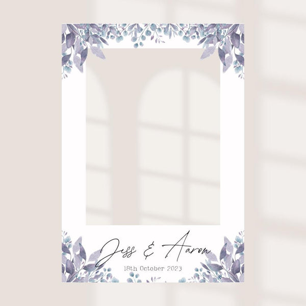 Personalised Wedding Selfie Frame – Blue Rustic Floral