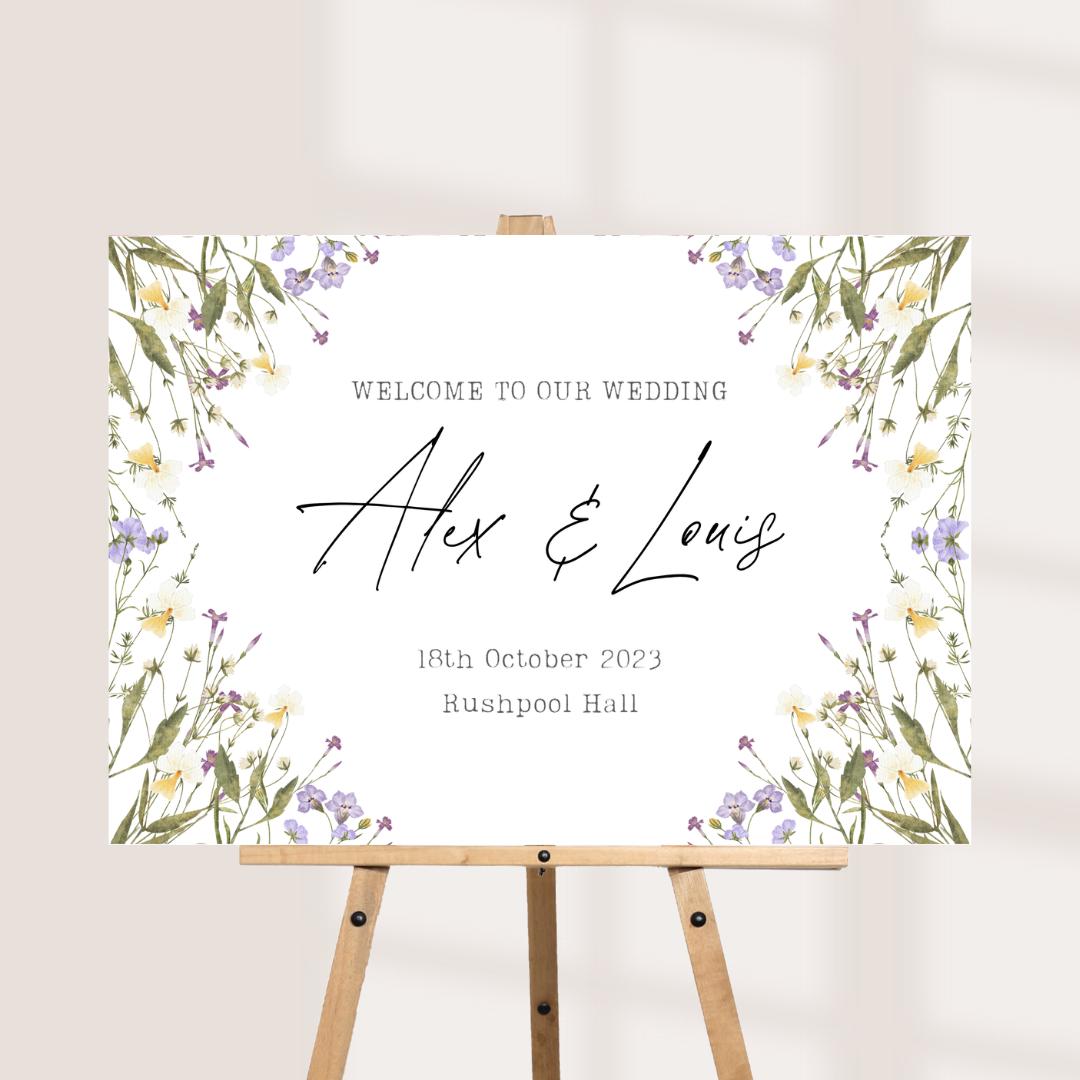 Printed Personalised Wedding Welcome Sign/Board | Wedding Selfie Props | Wedding Decorations | Rustic Floral  | A3/A2/A1