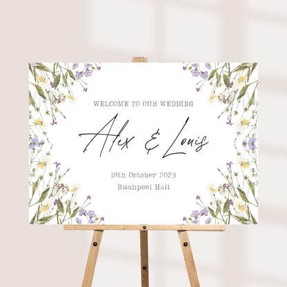 Printed Personalised Wedding Welcome Sign/Board | Wedding Selfie Props | Wedding Decorations | Rustic Floral  | A3/A2/A1