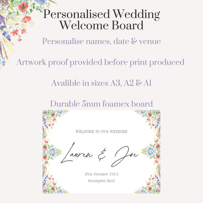 Personalised Wedding Welcome Sign – Rustic Floral 2