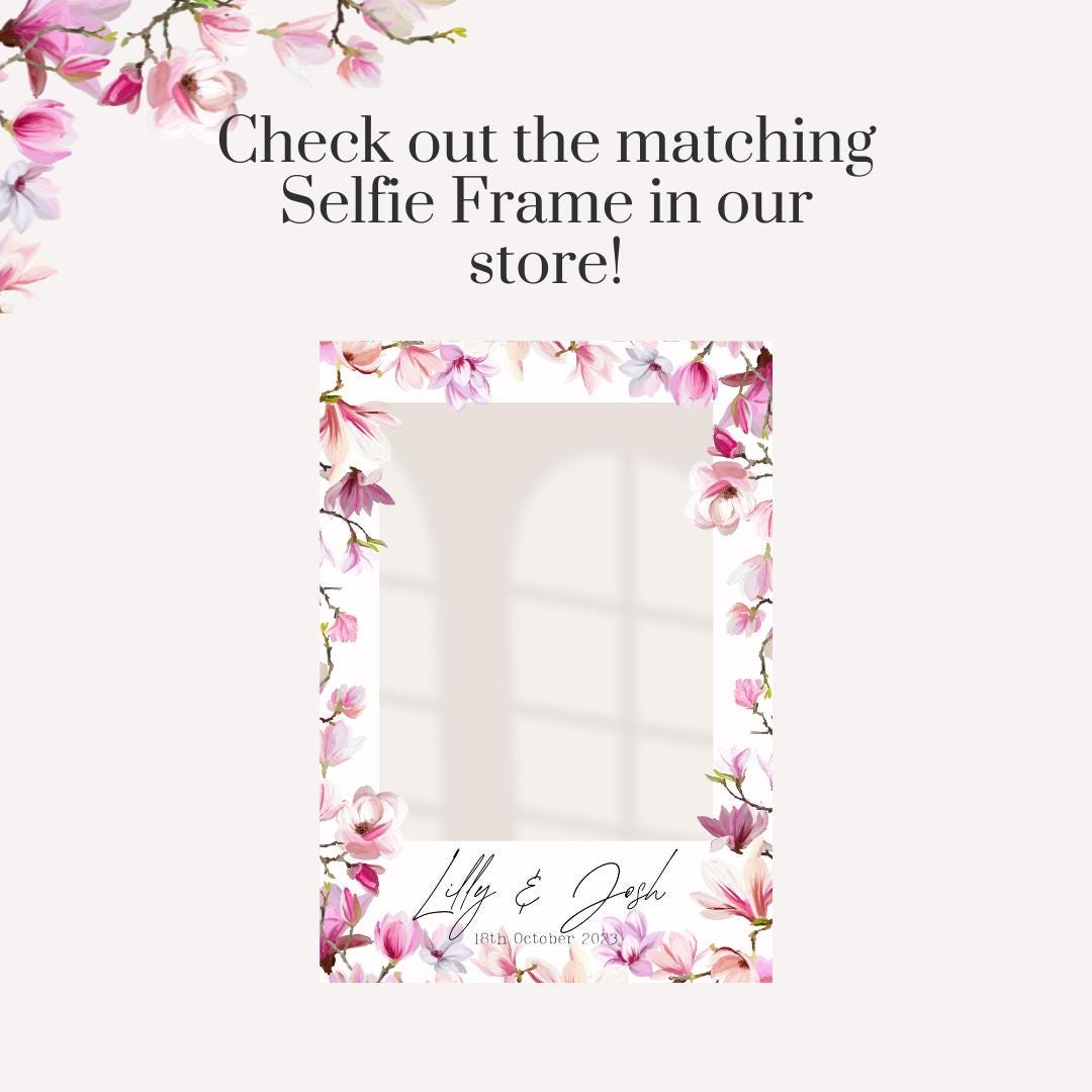 Printed Personalised Wedding Welcome Sign/Board | Wedding Selfie Props | Wedding Decorations | Pink Floral | A3/A2/A1 Sizes