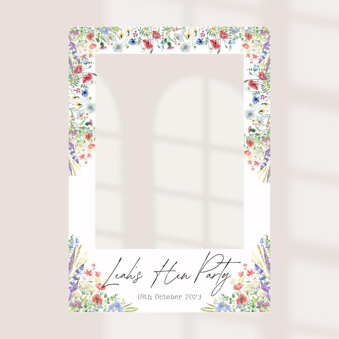 Printed Personalised Hen Party Selfie Frame | Hen Do Selfie Props | Hen Party Decorations | Rustic Floral 2 | Personalis