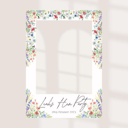 Printed Personalised Hen Party Selfie Frame | Hen Do Selfie Props | Hen Party Decorations | Rustic Floral 2 | Personalis