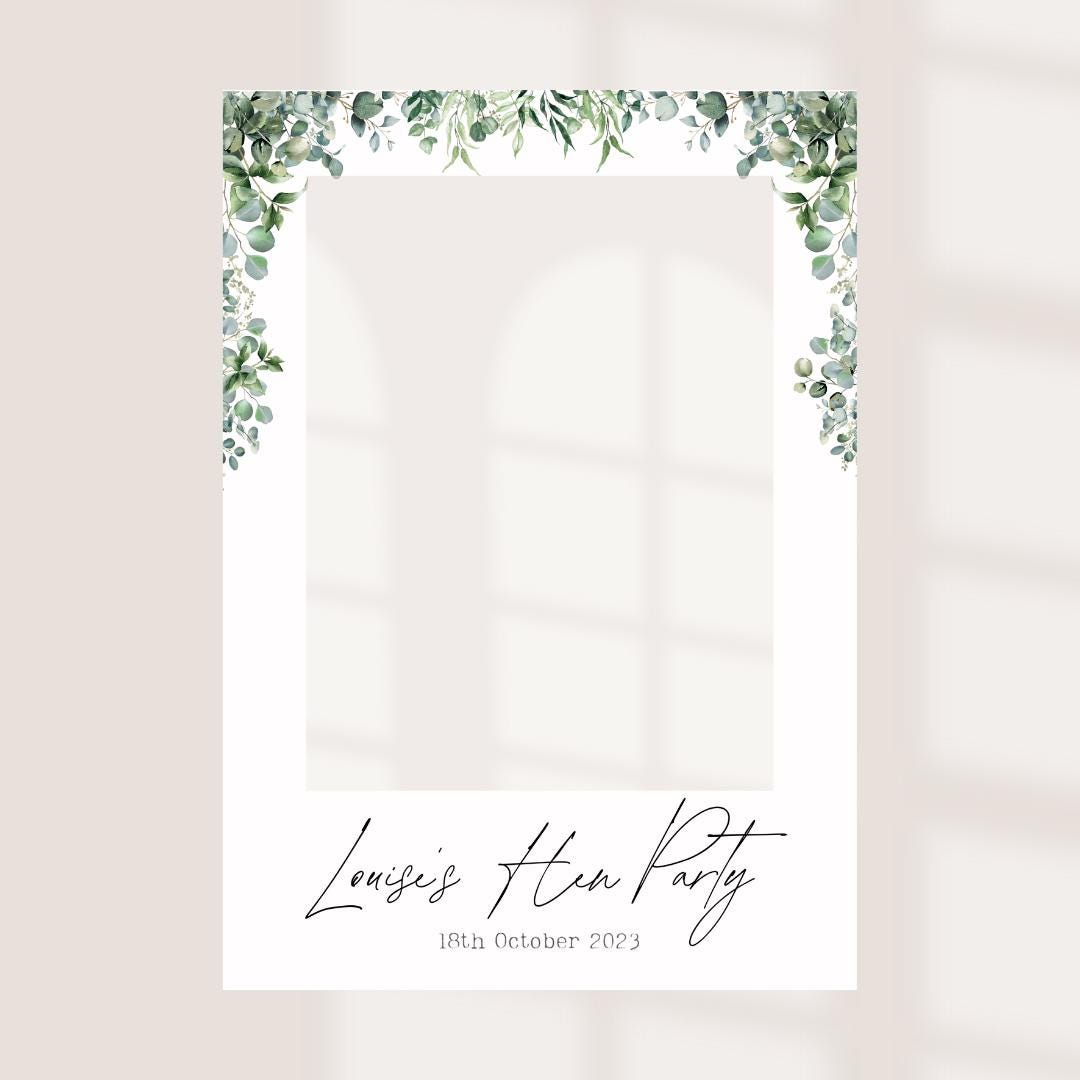 Printed Personalised Hen Party Selfie Frame | Hen Party Selfie Props | Hen Party Decorations | Botanical Leaf | Personal