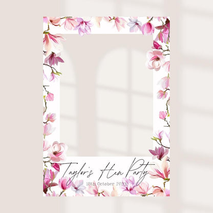 Printed Personalised Hen Party Selfie Frame | Hen Party Selfie Props | Pink Floral | Personalised