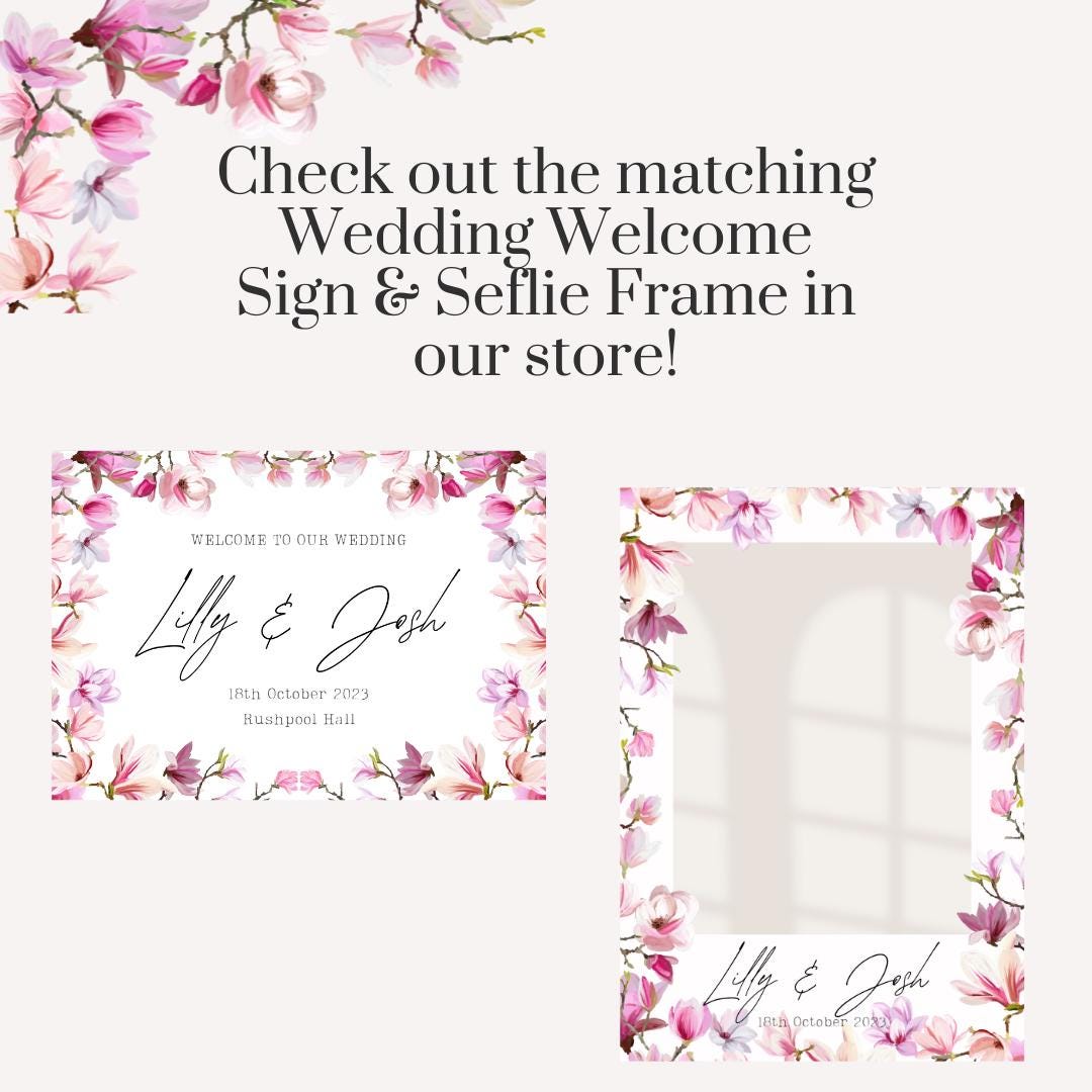 Personalised Printed Hen Party Selfie Frame: Pink Floral Design Photo Booth Prop - Customise Brides Name & Date - Bachelorette Party Decor