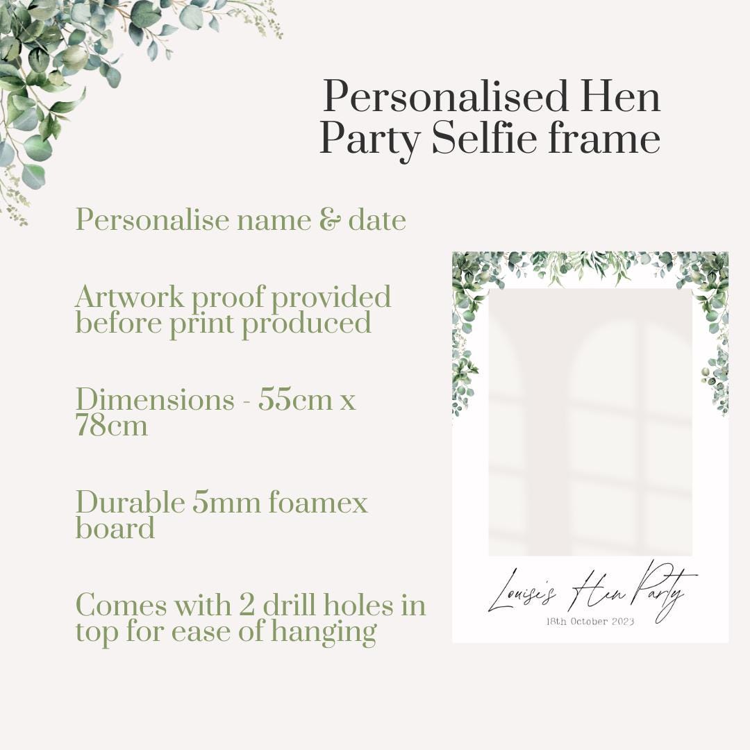 Personalised Hen Party Selfie Frame – Botanical Leaf