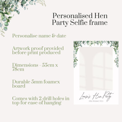 Personalised Hen Party Selfie Frame – Botanical Leaf