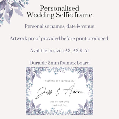 Personalised Wedding Welcome Sign – Blue Botanical