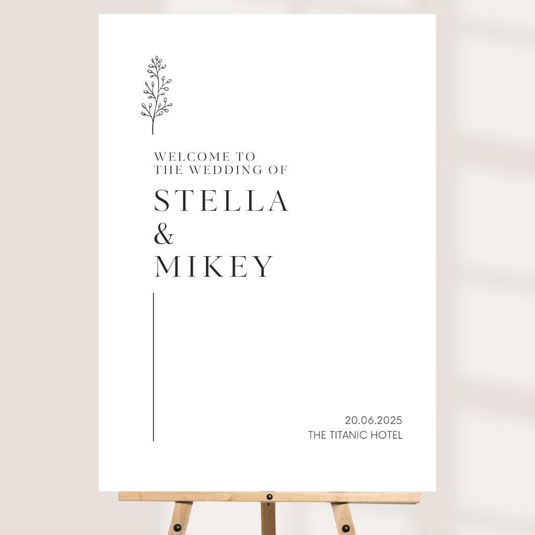 Printed Personalised Wedding Welcome Sign/Board | Wedding Selfie Props | Wedding Decorations | Minimalistic | Modern | A