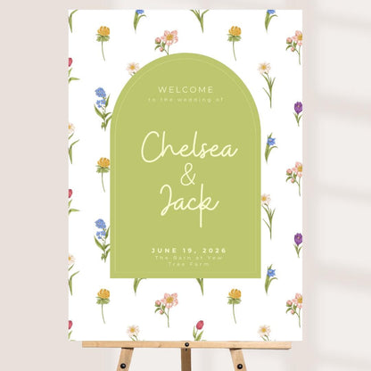 Printed Personalised Wedding Welcome Sign/Board | Wedding Selfie Props | Wedding Decorations | Rustic Floral | A3/A2/A1 