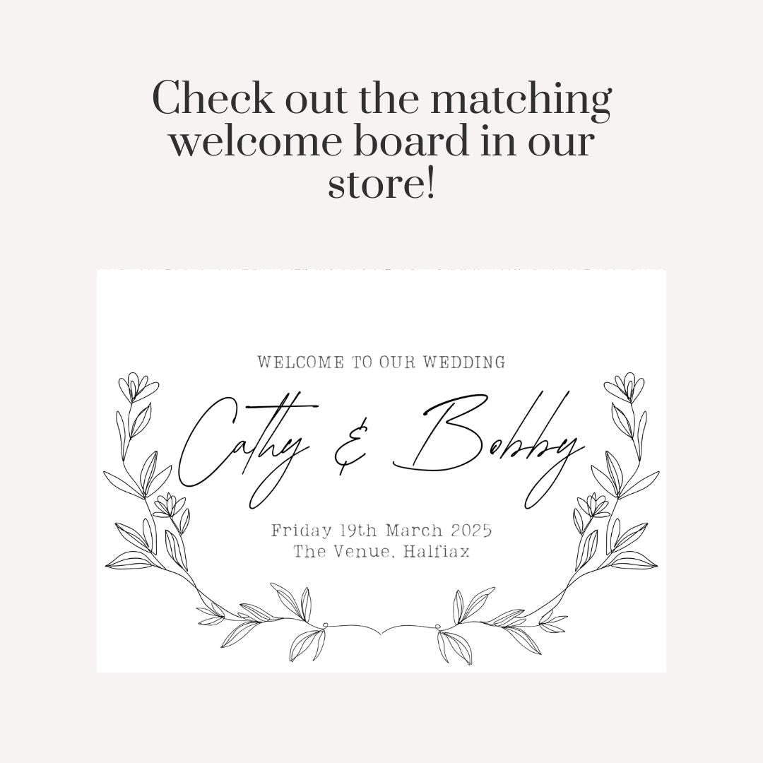 Personalised Printed Wedding Selfie Frame: Elegant Botanical Photo Prop