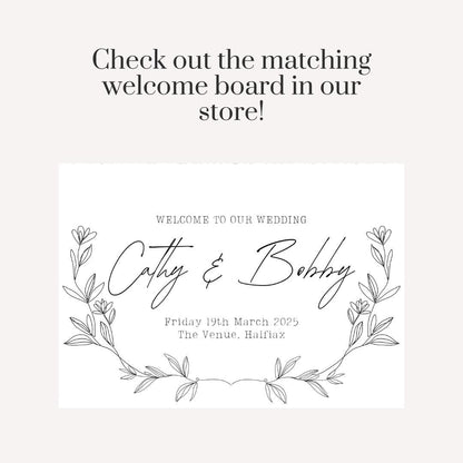 Personalised Printed Wedding Selfie Frame: Elegant Botanical Photo Prop