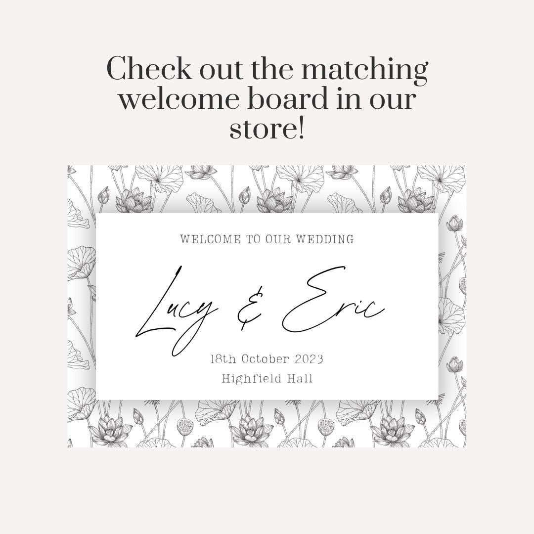 Printed Personalised Wedding Selfie Frame | Lotus Floral Photo Prop | Elegant Wedding Sign | Minimal Wedding Decor | Custom Names & Date