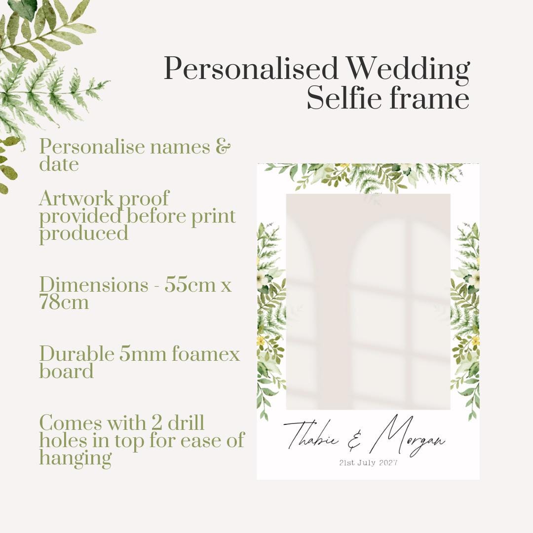 Personalised Wedding Selfie Frame – Woodland Greenery