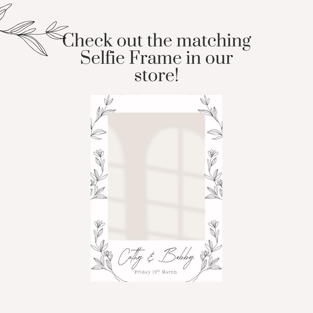 Printed Personalised Wedding Welcome Board | Wedding Signage | Floral Wedding Sign | Monochrome Wedding 2 | Custom Sign | A3 A2 A1 Sizes
