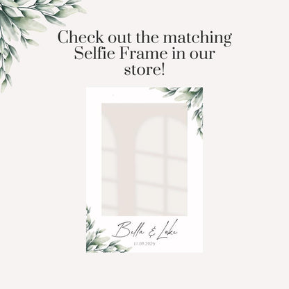 Printed Personalised Wedding Welcome Board | Sage Green Foliage Wedding Sign | Custom Names & Venue | Elegant Botanical Foamex Sign