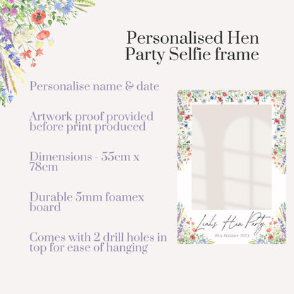 Printed Personalised Hen Party Selfie Frame | Hen Do Selfie Props | Hen Party Decorations | Rustic Floral 2 | Personalised
