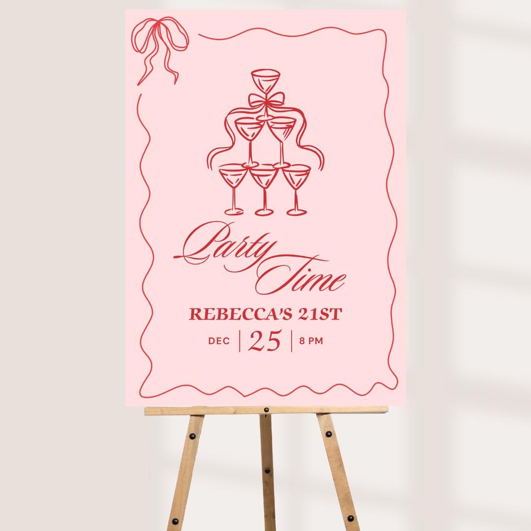 Personalised Birthday Welcome Sign – Champagne Tower