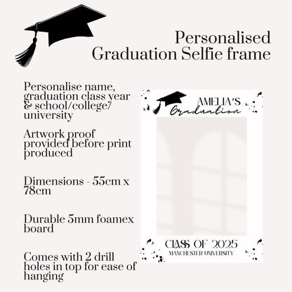 Personalised Printed Graduation Selfie Frame | Class of 2025 | Custom Name & School | Printed Photo Prop | Uni/College/School Photo Frame