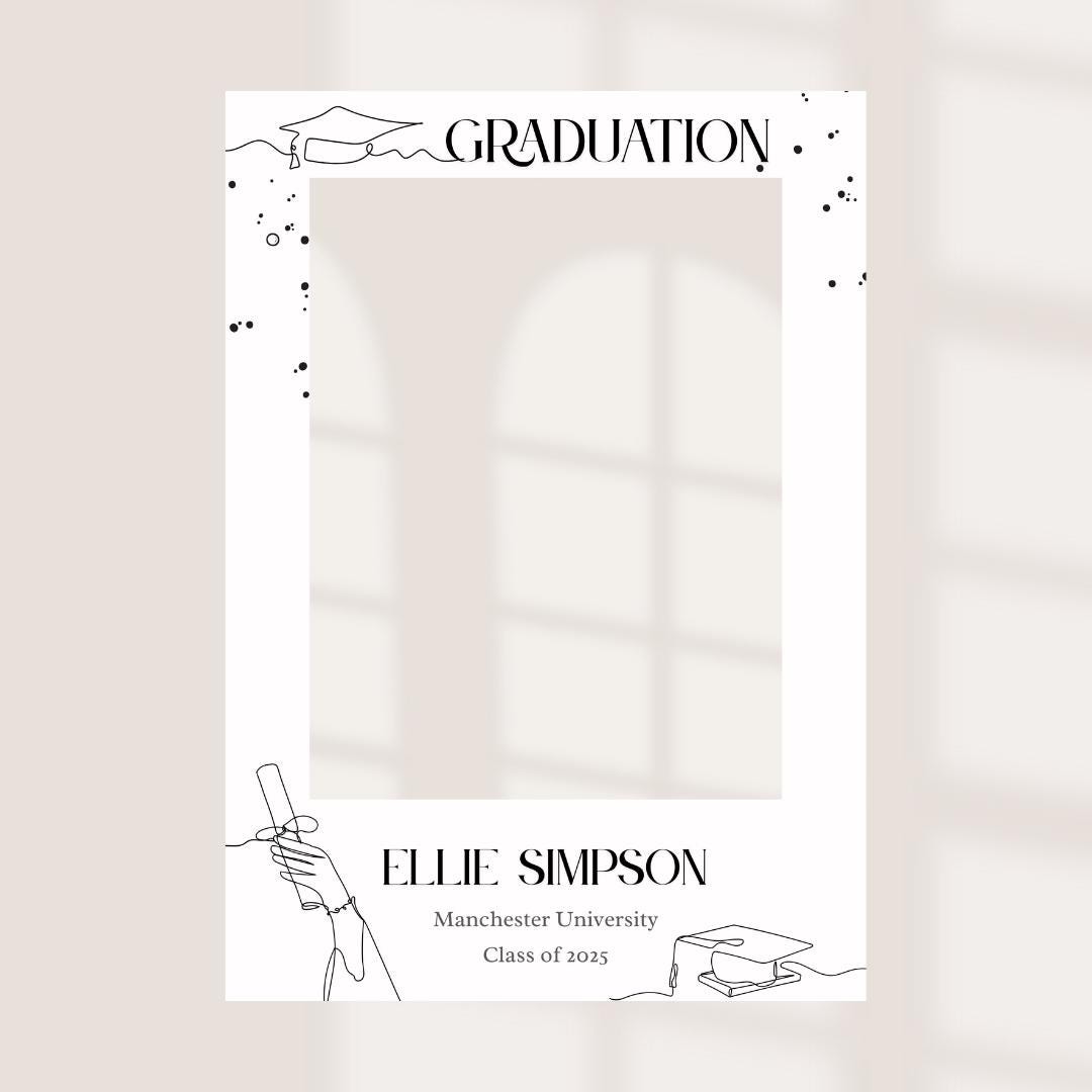 Personalised Printed Graduation Selfie Frame | Custom Name & School | Photo Prop | Uni/College/School Photo Frame