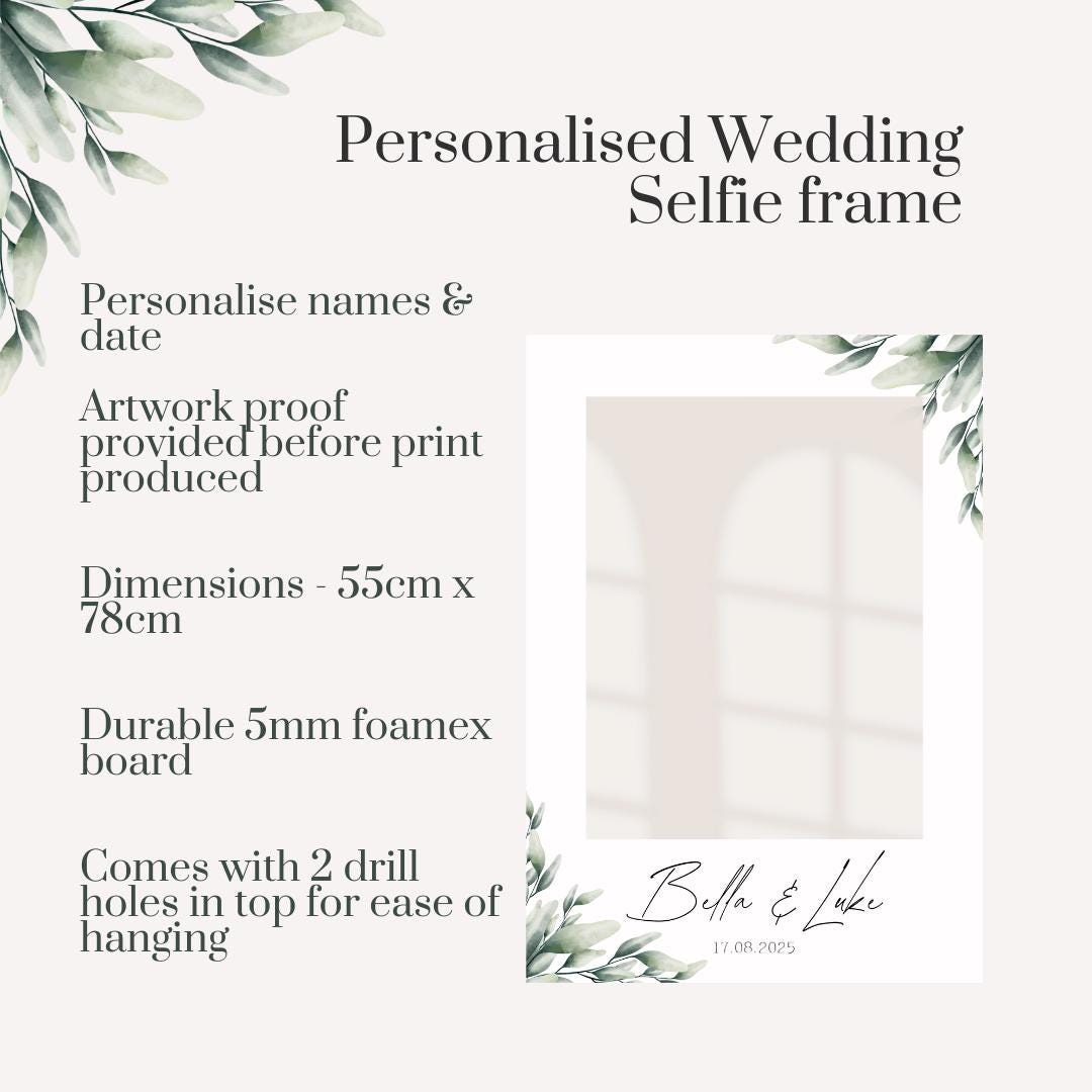 Personalised Wedding Selfie Frame – Eucalyptus Greenery