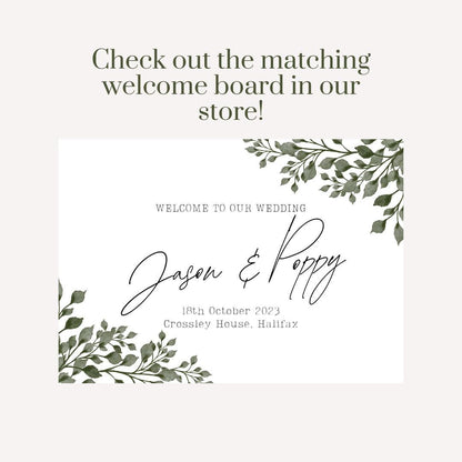 Printed Personalised Wedding Selfie Frame | Greenery Foliage Photo Prop | Botanical Wedding Sign | Rustic Wedding | Custom Names & Date