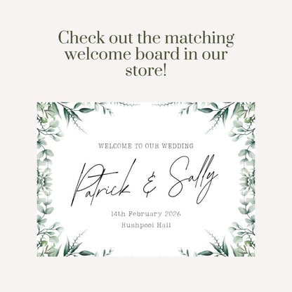 Printed Personalised Wedding Selfie Frame | Eucalyptus Wedding Photo Prop | Greenery Foamex Frame | Minimal Botanical | Custom Names & Date