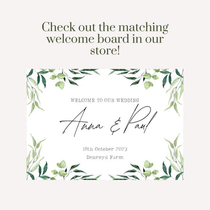 Printed Personalised Wedding Selfie Frame | Leafy Greenery 4 Photo Prop | Rustic Wedding Sign | Custom Names & Date | Botanical Foamex Frame