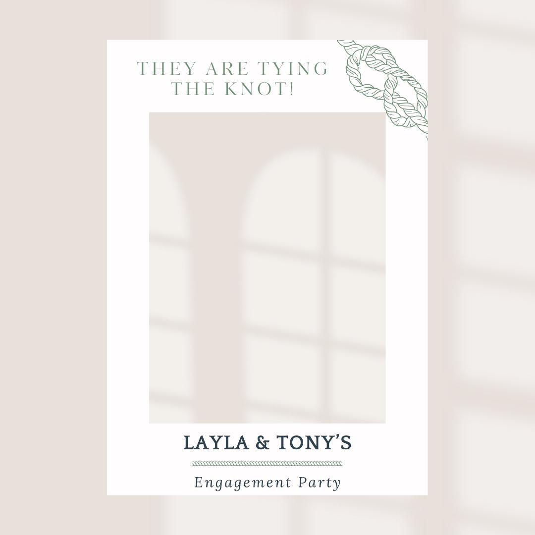 Printed Personalised Engagement Party Selfie Frame – “They Are Tying the Knot” Design – Custom Names – 55x78cm – Foamex 