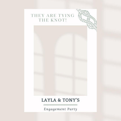 Printed Personalised Engagement Party Selfie Frame – “They Are Tying the Knot” Design – Custom Names – 55x78cm – Foamex 