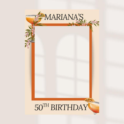Printed Personalised Birthday Selfie Frame – Cocktail Floral Design – Custom Name & Age – 55x78cm – Foamex Photo Booth Prop