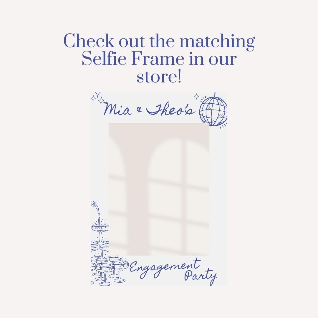 Personalised Printed Engagement Party Welcome Sign: Disco Ball Champagne Design